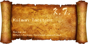 Kulman Tacitusz névjegykártya